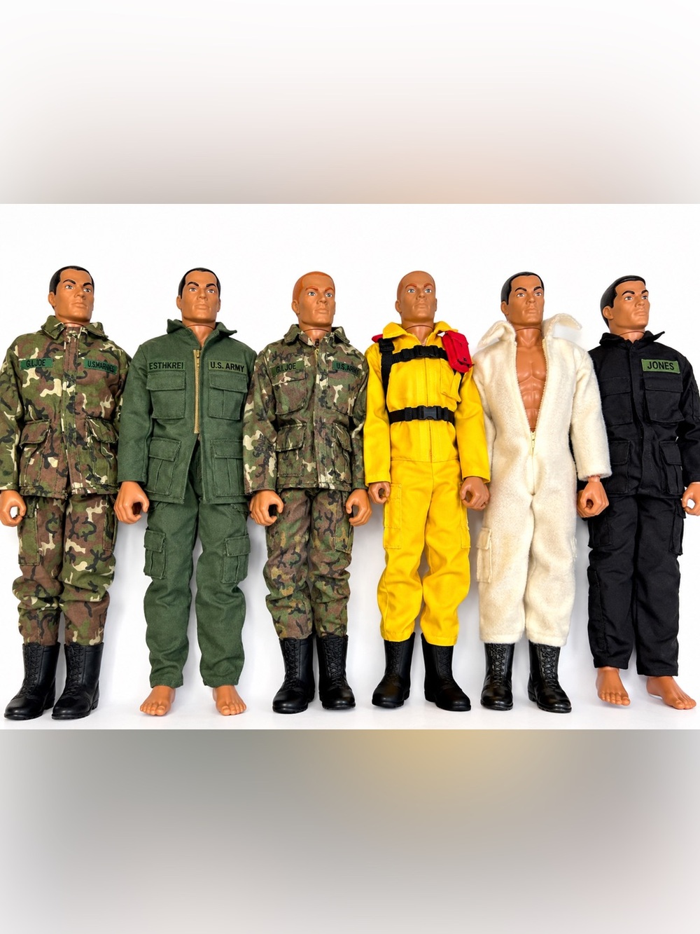 Vintage 12” GI Joe Military Action Figure Lot of 6 Army Marines Uniforms 1990s